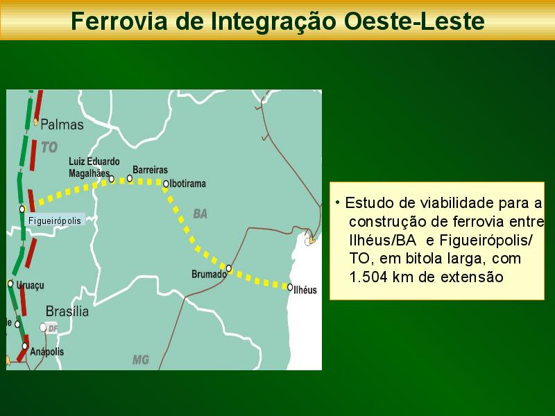 Traçado da Ferrovia Oeste-Leste