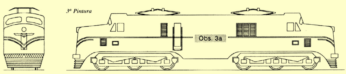 Terceiro esquema de pintura das locomotivas English Electric - fase 1