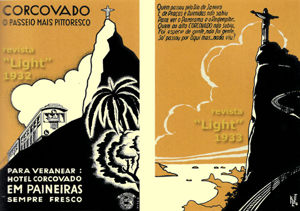Divulgação do trem do Corcovado em capas da revista Light em 1932 e 1933