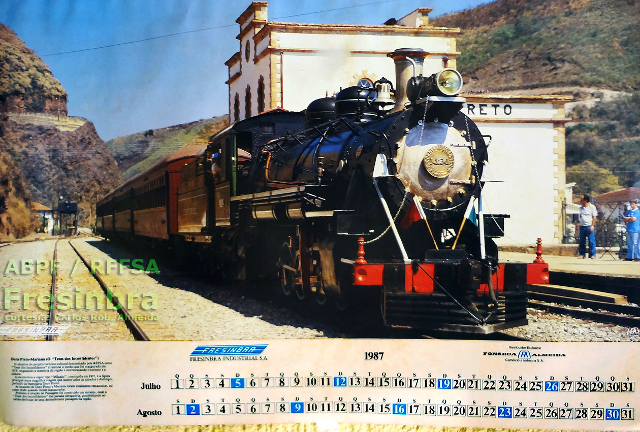 O Trem dos Inconfidentes (Ouro Preto  Mariana), no Calendário Fresinbra 1987