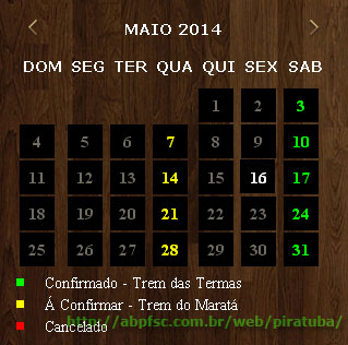 Trens turísticos agendados para Maio de 2014