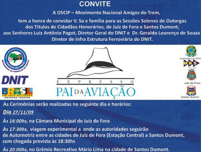 Convite para a viagem experimental do trem turístico