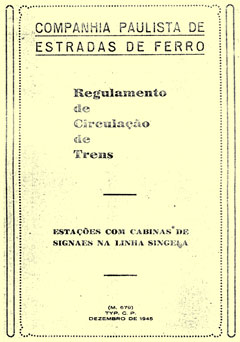 Capa do Regulamento de Circulação de Trens da Companhia Paulista - CPEF