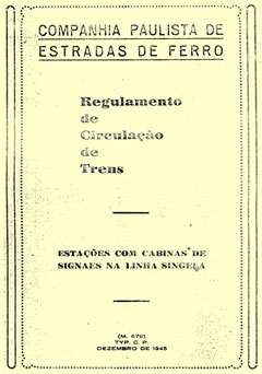 Capa do “Regulamento de Circulação de Trens” da Companhia Paulista - CPEF