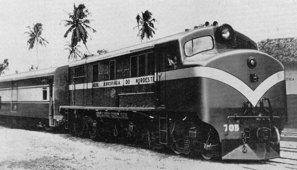 Detalhe de uma locomotiva English Electric em anúncio de The Vulcan Foundry Ltd., de 1957