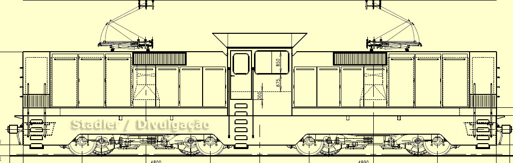 Planta lateral das novas locomotivas para cremalheira da MRS Logística, divulgada pela Stadler