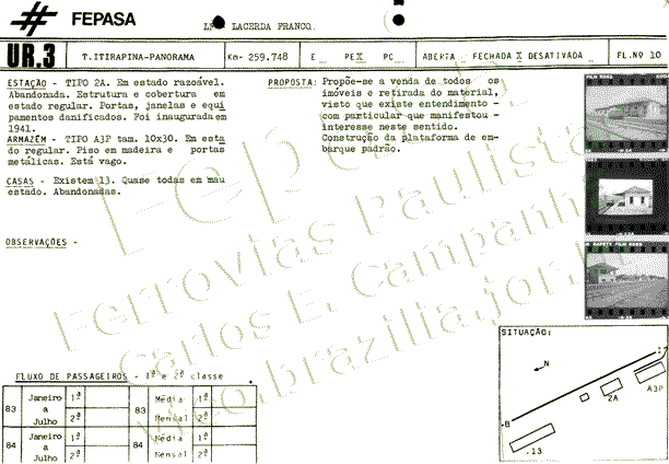 Fotos e informações da estação ferroviária Lacerda Franco no relatório de 1986 da Fepasa - Ferrovias Paulistas