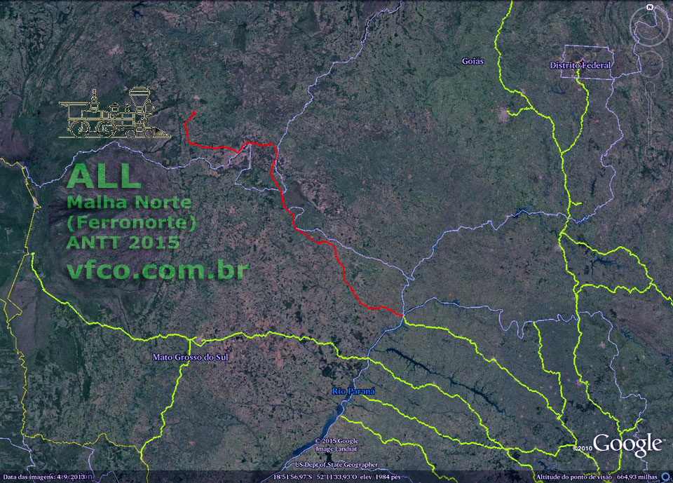 Mapa da Ferronorte: Malha Norte da ALL