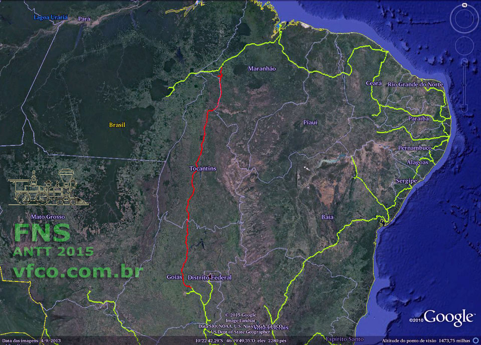 Mapa da Ferrovia Norte-Sul