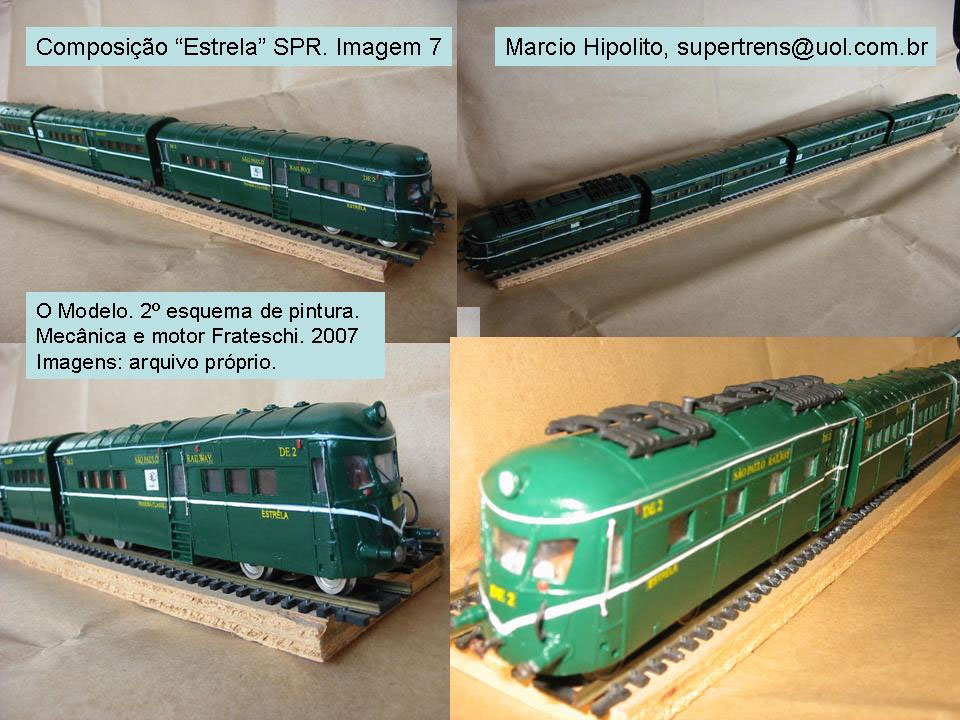 Ferreomodelo do Trem Estrela na pintura verde (segundo esquema de pintura)