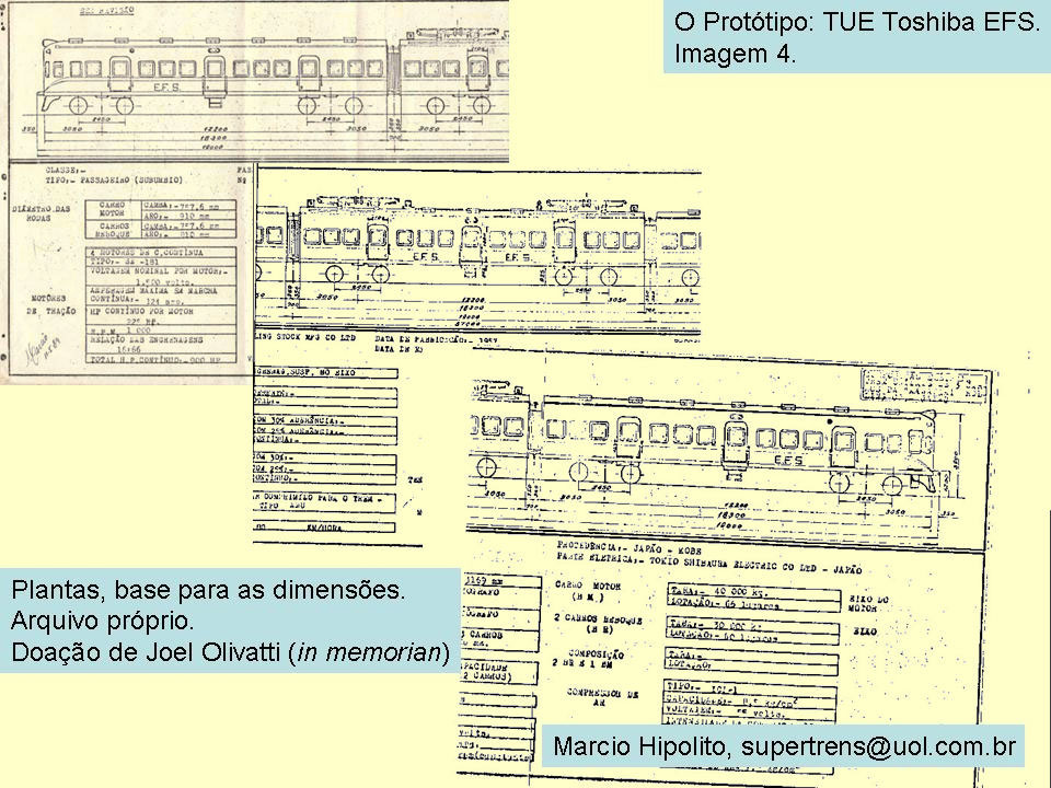 Desenho e características técnicas do trem Toshiba