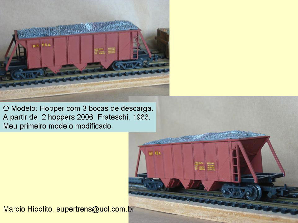 Ferreomodelo do vagão hopper HAF da RFFSA - Rede Ferroviária Federal