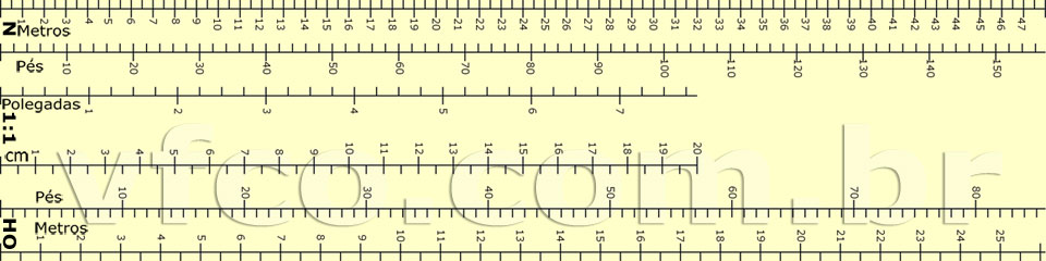 um escalímetro de ferreomodelismo nas escalas HO e N, para você imprimir e usar
