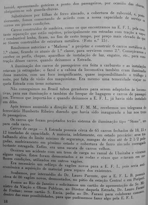 Página 18 do Relatório 1951 da Estrada de Ferro Ilhéus