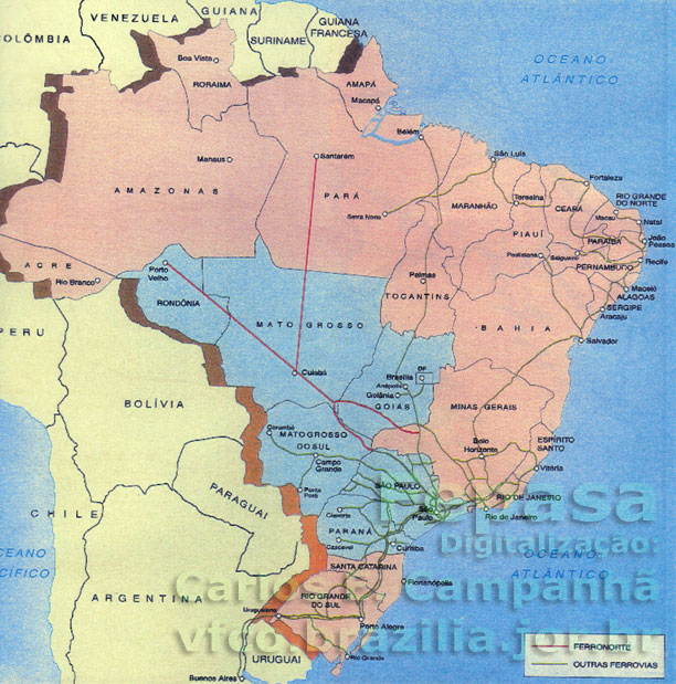 Mapa do relatório Fepasa com as concessões da Ferronorte