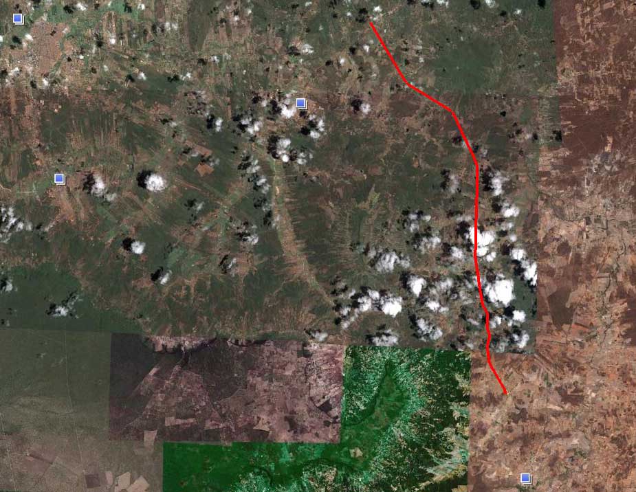 Trecho da futura ferrovia Transnordestina com obras do leito em andamento até Novembro de 2007