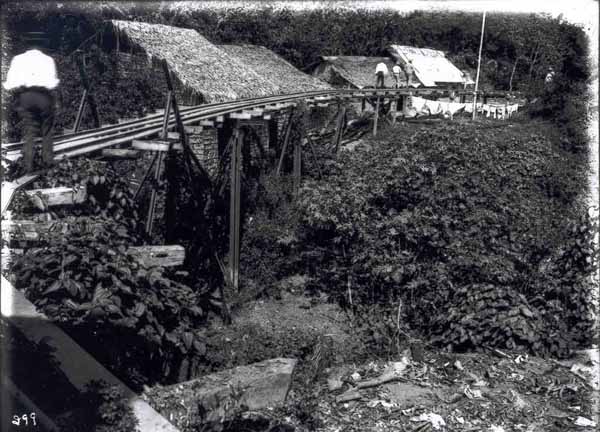 Trecho da ferrovia Madeira-Mamoré, na época da construção