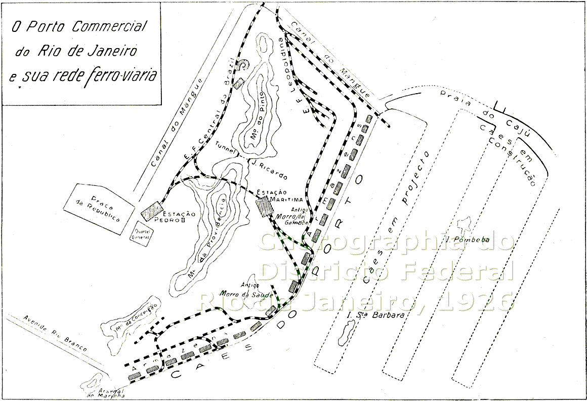 Ramal da Marítima e pátios ferroviários da Central e da Leopoldina no porto do Rio de Janeiro na primeira metade da década de 1920