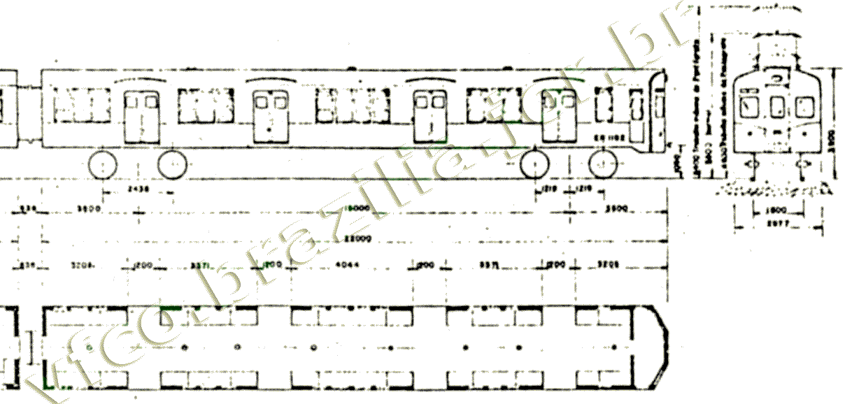 Desenho e medidas do trem Metropolitan Vickers - série 200 da Estrada de Ferro Central do Brasil - subúrbios do Rio de Janeiro - parte 3