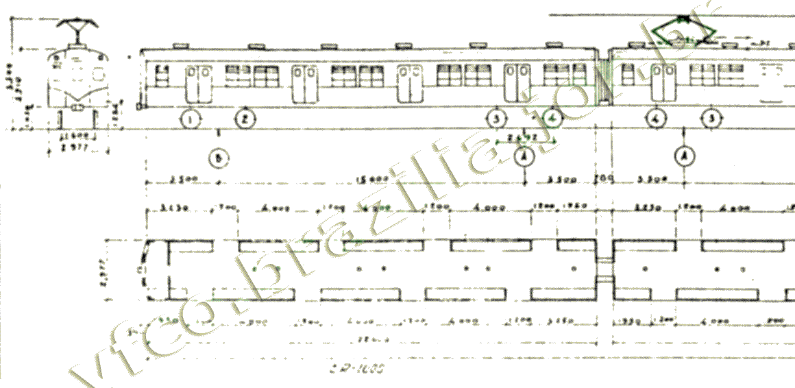 Desenho e medidas dos trens-unidade elétricos nacionais série 400 da Estrada de Ferro Central do Brasil - subúrbios do Rio de Janeiro - parte 1