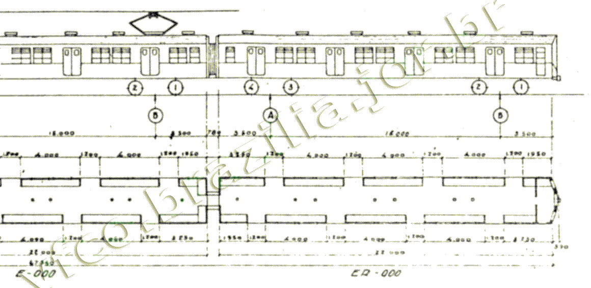 Desenho e medidas dos trens-unidade elétricos nacionais série 400 da Estrada de Ferro Central do Brasil - subúrbios do Rio de Janeiro - parte 3