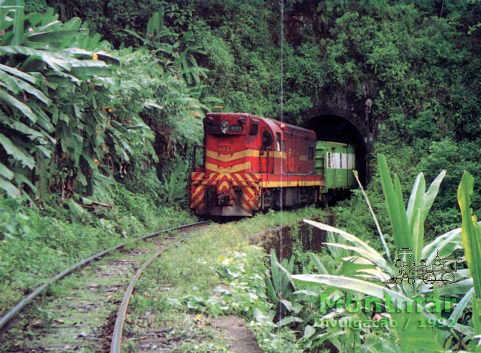 Trem da Mata Atlântica no folheto da Montmar Turismo, de 1992