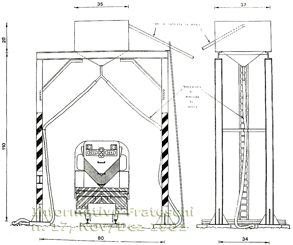 Esquema de areieiro de locomotivas para maquetes de ferreomodelismo escala HO