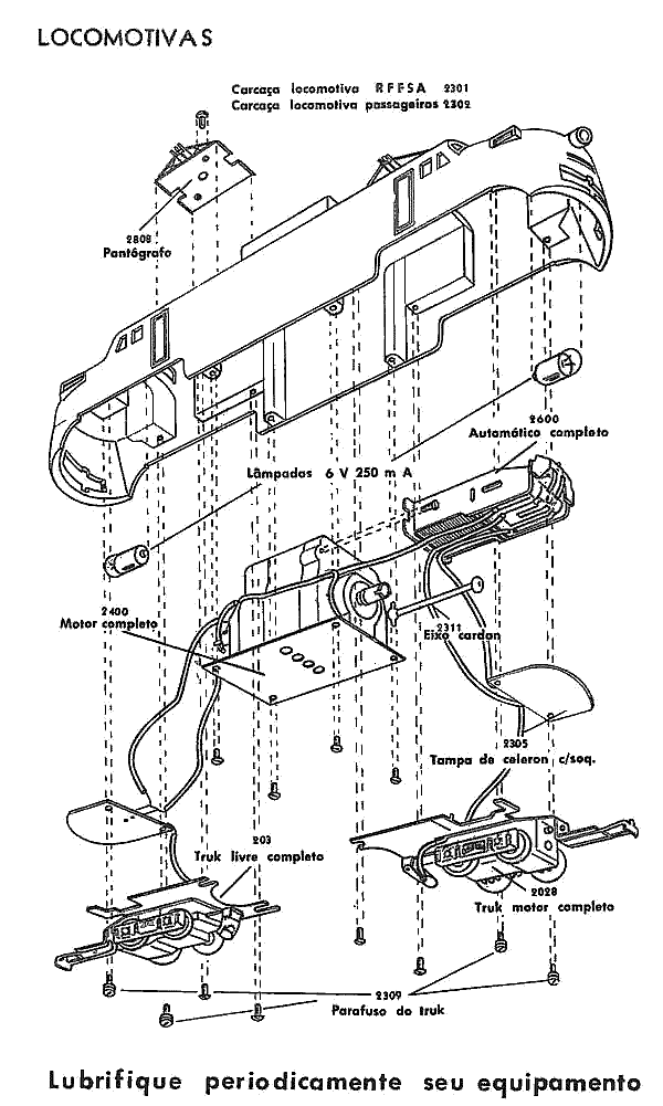 Diagrama de montagem da locomotiva bifrontal Atma de corrente alternada