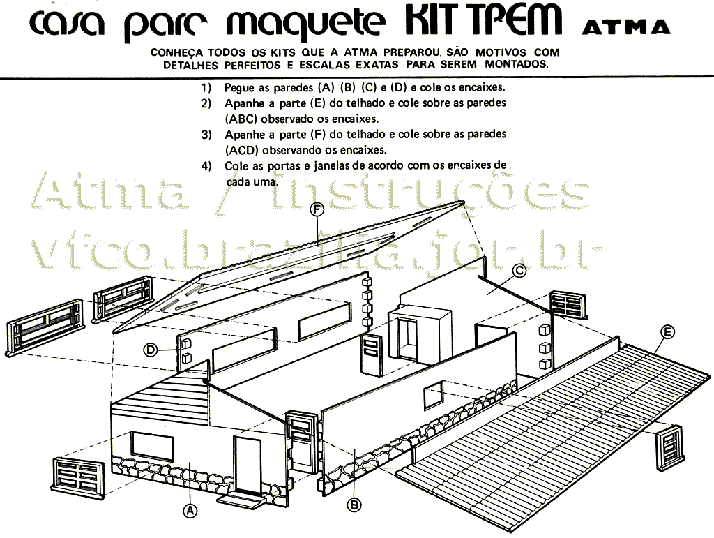 Folheto de montagem da casa Atma para maquete de ferreomodelismo