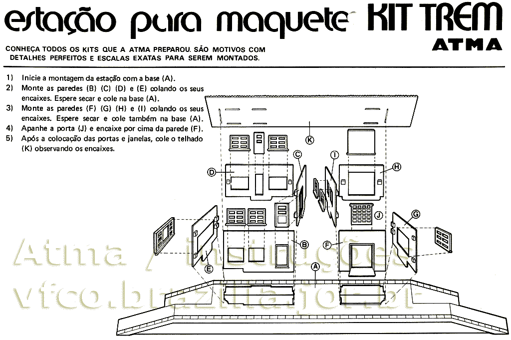 Folheto de montagem da estação ferroviária Atma para maquete de ferreomodelismo