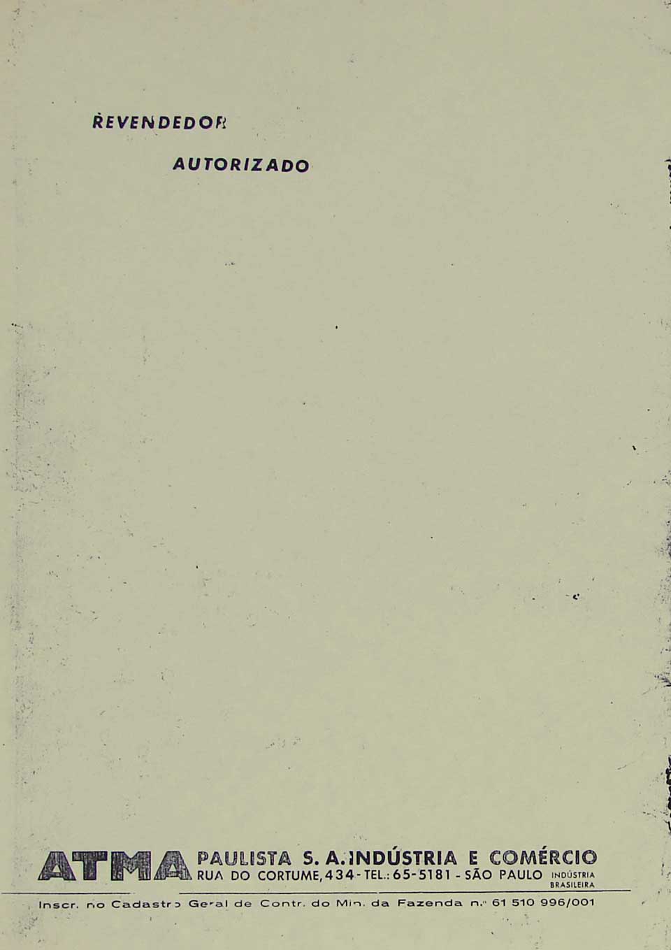 Última capa do manual "Como montar e operar seu trem elétrico Atma" para maquete de ferreomodelismo