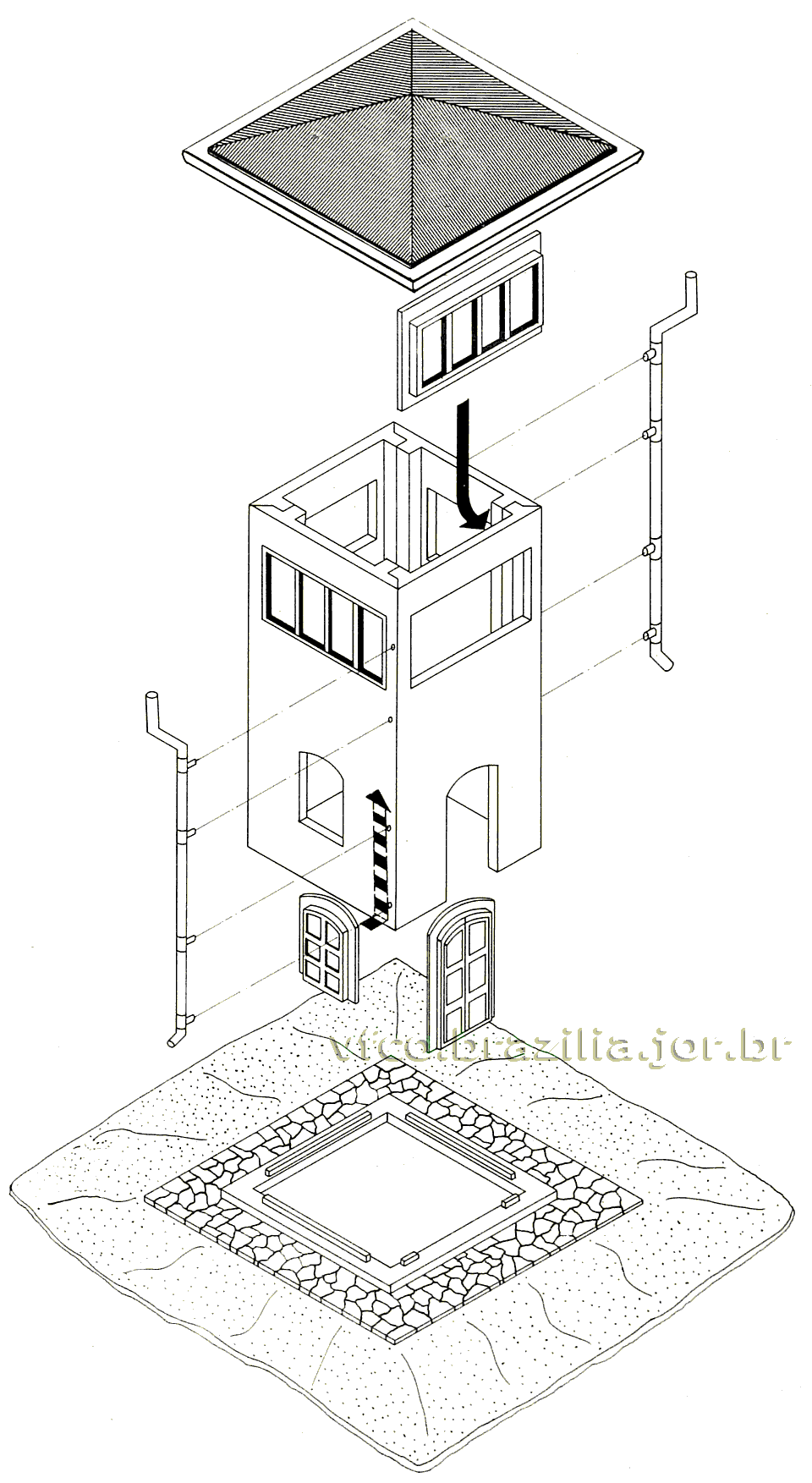 Esquema de montagem da cabine ferroviária para maquetes de Ferreomodelismo, da Frateschi Trens Elétricos