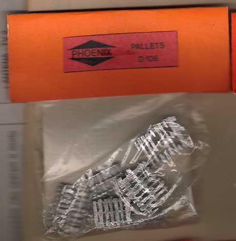 Miniaturas de pallets da antiga Phoenix, para maquetes de ferreomodelismo
