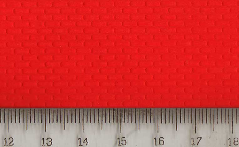 Detalhe ampliado do Papel Décor - Tijolo para acabamento de construções decorativas em maquetes de ferreomodelismo