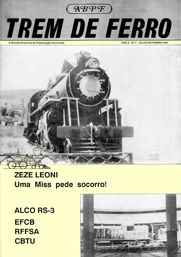 Locomotiva Zezé Leone na capa do jornal “Trem de Ferro”, da ABPF-RJ, em 1991
