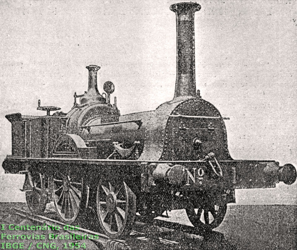 Locomotiva a vapor Baronesa, da Estrada de Ferro Mauá, primeira ferrovia do Brasil