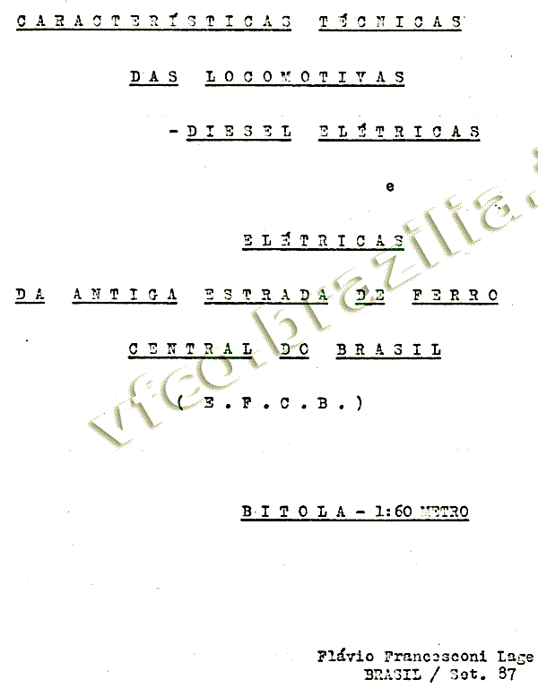 Página inicial da publicação sobre as locomotivas da antiga Estrada de Ferro Central do Brasil