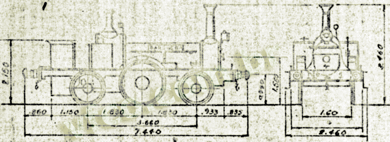 Desenho e medidas da Locomotiva Baronesa