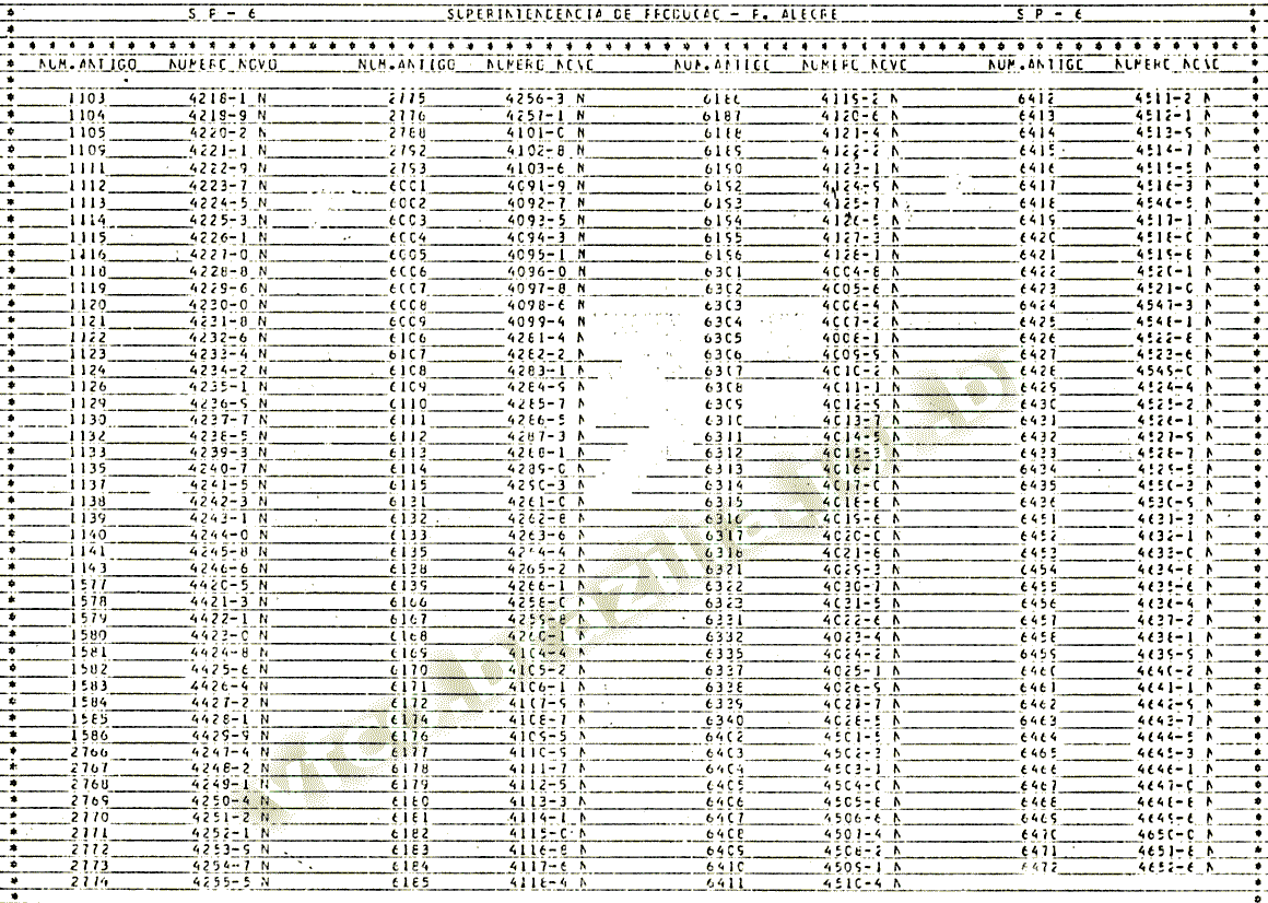 Numeração das locomotivas da SR-6 - RFFSA - Rede Ferroviária Federal