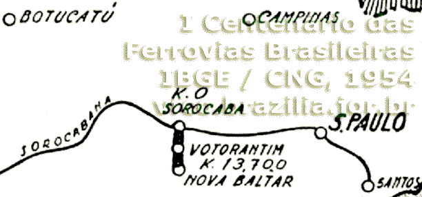 Mapa de localização da Estrada de Ferro Votorantim