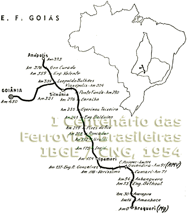 Localização da Estrada de Ferro Goiás no mapa do Brasil