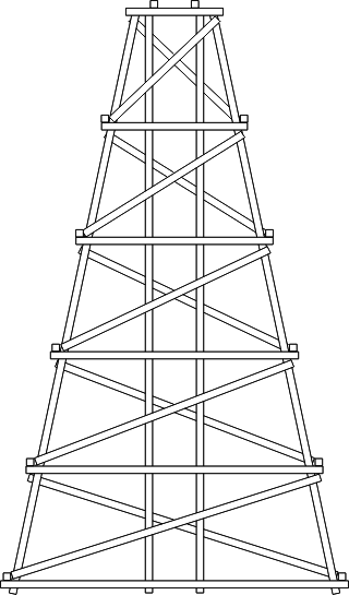 Desenho esquemático de um cavalete típico para pontes ferroviárias em maquete de ferreomodelismo