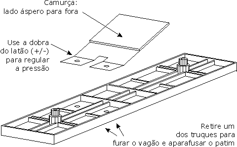 Instalação do patim de limpeza dos trilhos da maquete no ferreomodelo de vagão