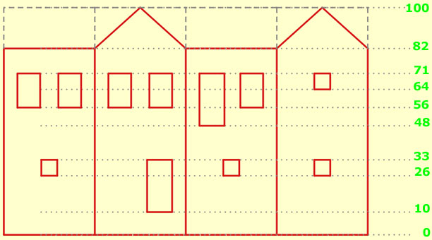 Projeto das paredes da cabine de sinalização, visto pelo verso (lado interno)