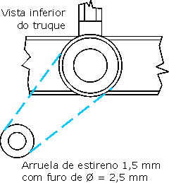 Arruela para fixação do truque no ferreomodelo de vagão