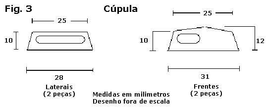 Figura 3 - medidas de corte do estireno para a cúpula do ferreomodelo de vagão caboose