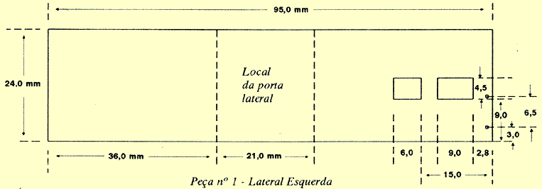 Lateral esquerda do ferreomodelo de vagão caboose da Fepasa