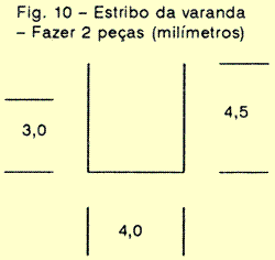 Estribo da varanda do vagão em miniatura