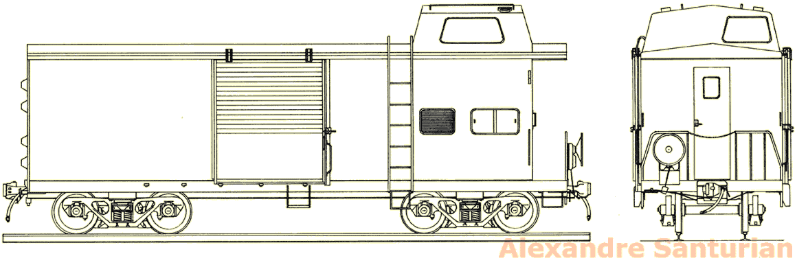 Desenho do vagão caboose da Fepasa - Ferrovias Paulistas